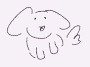 drawing of a plush dog with floppy ears and a fluffy tail